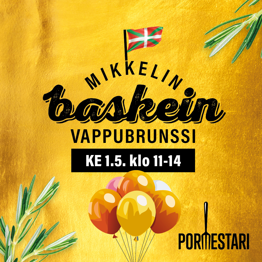 Baskimainen vappubrunssi ke 1.5. klo 11-14 Ravintola Pormestarissa